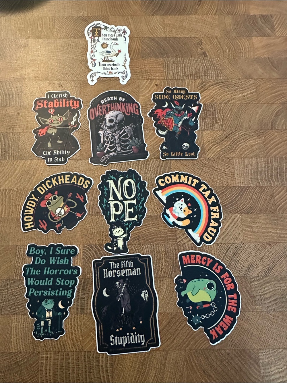 Assorted Dark Humor Vinyl Sticker Pack (10). Goth. Rock. Alternative. Funny.